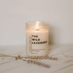Load image into Gallery viewer, mason jar candle on wooden platform with lavender in front
