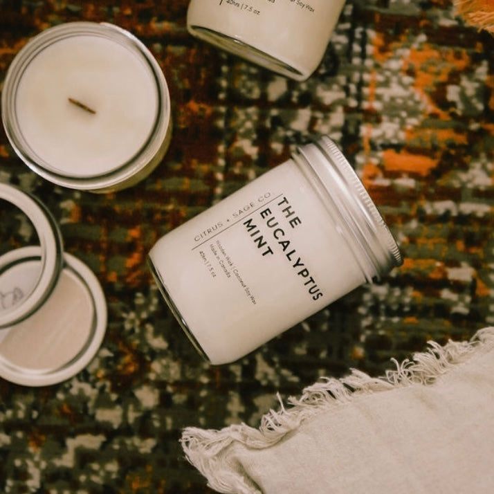 candles on rug