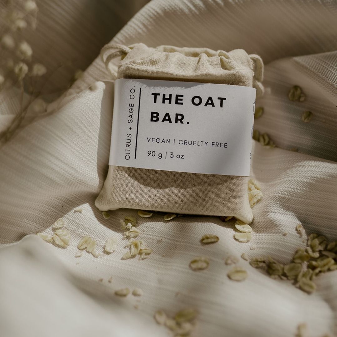 oat bar in cotton bar with oats on display
